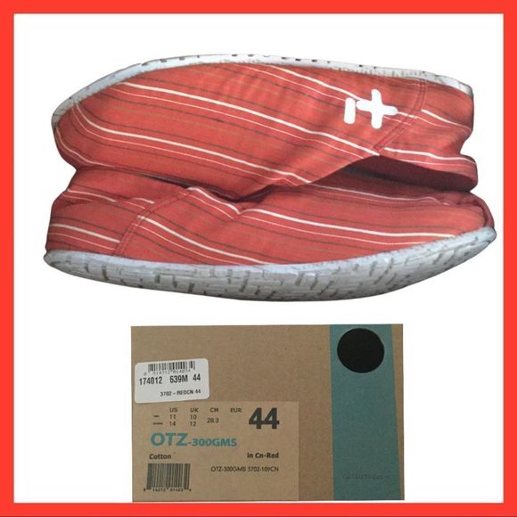 NWT, Men's OTZ 300GMS Cotton Red Striped Shoes: Size 11 - Picture 2 of 2